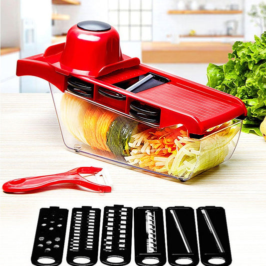 10-in-1 Mandoline Slicer & Vegetable Cutter - Stainless Steel Blade Kitchen Tool