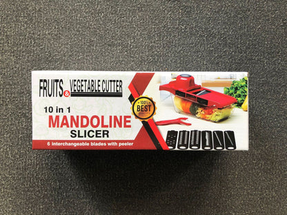 10-in-1 Mandoline Slicer & Vegetable Cutter - Stainless Steel Blade Kitchen Tool