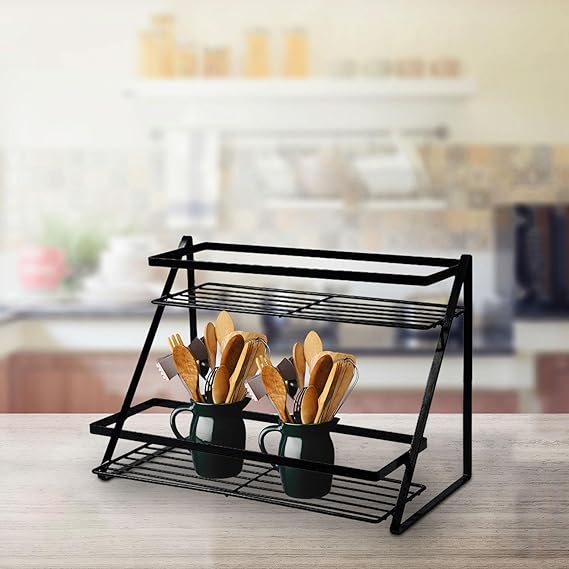 2-Tier Kitchen Spice Rack Shelf - Multi-Purpose Storage