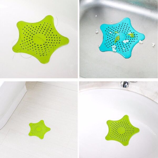 2 Silicone Starfish Sink Stopper - 5-Pointed Drain Filter & Hair Catcher (Random Color)
