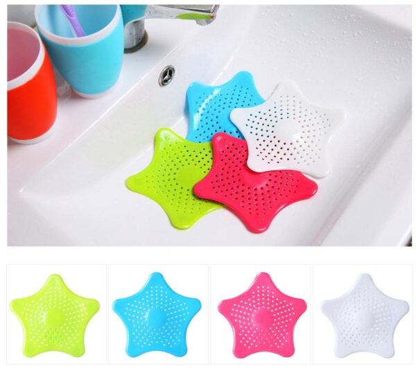 2 Silicone Starfish Sink Stopper - 5-Pointed Drain Filter & Hair Catcher (Random Color)