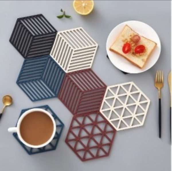 6pc Silicone Coaster Mat - Nonslip, Heat Resistant, Tableware