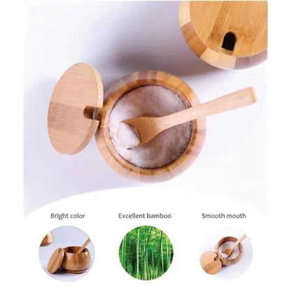 Pure Bamboo Sugar Pot Bowl - Tableware for Ingredients, Seasoning, Salt & Spice