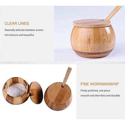 Pure Bamboo Sugar Pot Bowl - Tableware for Ingredients, Seasoning, Salt & Spice