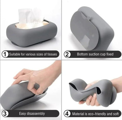 Silicone Suction Tissue Box - Refrigerator, Kitchen, Table Tissue Holder