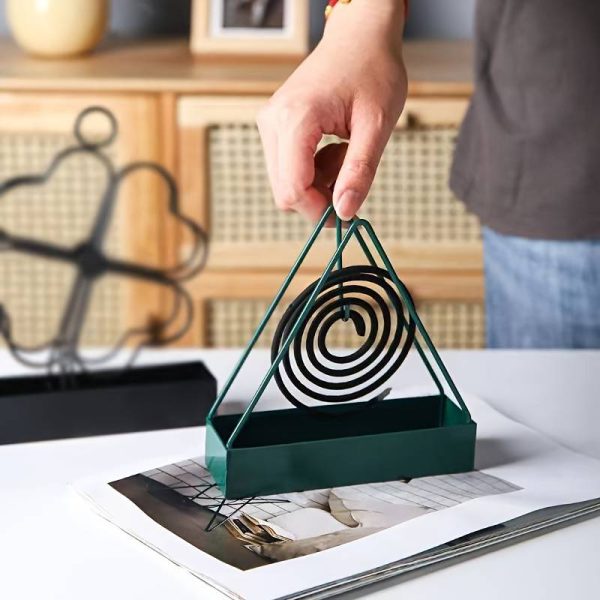 Triangle Mosquito Coil Holder - Metal Spiral Stand for Insect Repellent