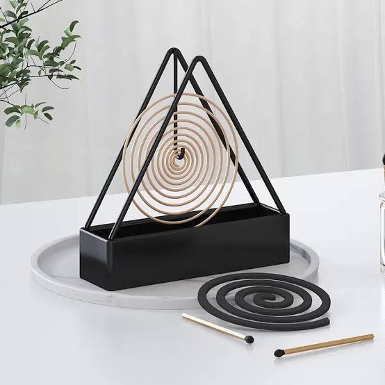 Triangle Mosquito Coil Holder - Metal Spiral Stand for Insect Repellent