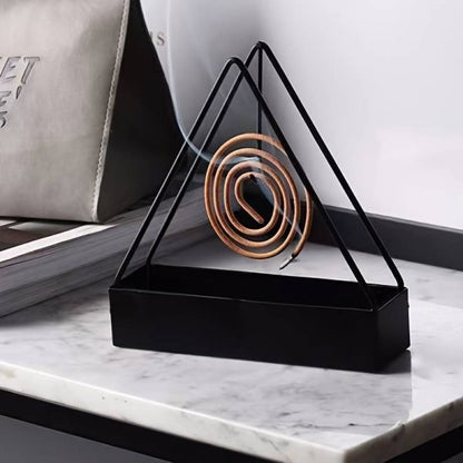 Triangle Mosquito Coil Holder - Metal Spiral Stand for Insect Repellent