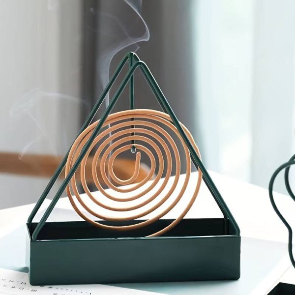 Triangle Mosquito Coil Holder - Metal Spiral Stand for Insect Repellent