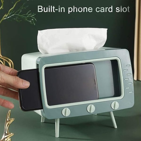 Unique Tissue Box Phone Holder - 2-in-1 TV Shape Design - Random Color