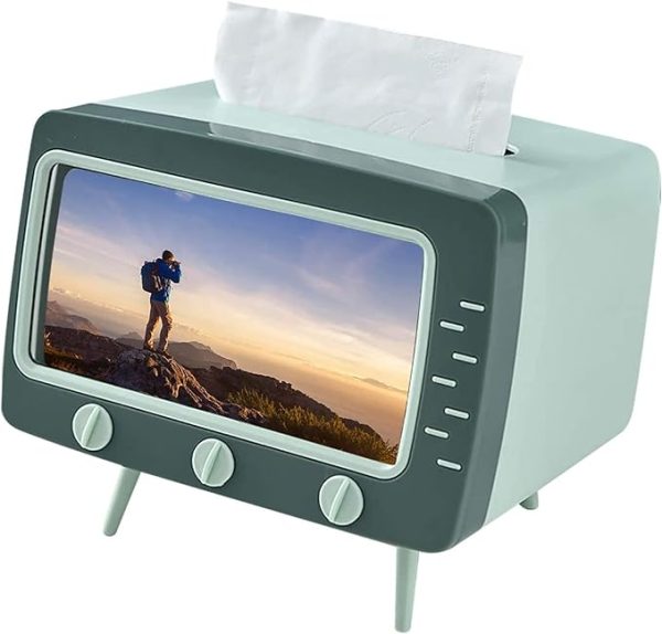 Unique Tissue Box Phone Holder - 2-in-1 TV Shape Design - Random Color