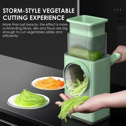 3-in-1 Manual Vegetable Cutter - Rotary Cheese Grater & Mandolin Slicer