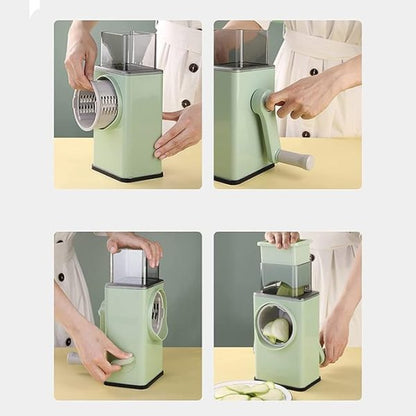 3-in-1 Manual Vegetable Cutter - Rotary Cheese Grater & Mandolin Slicer