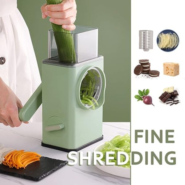 3-in-1 Manual Vegetable Cutter - Rotary Cheese Grater & Mandolin Slicer