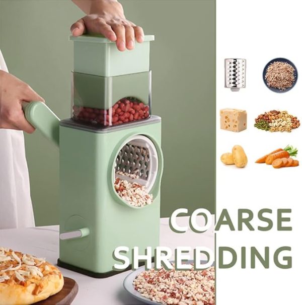 3-in-1 Manual Vegetable Cutter - Rotary Cheese Grater & Mandolin Slicer