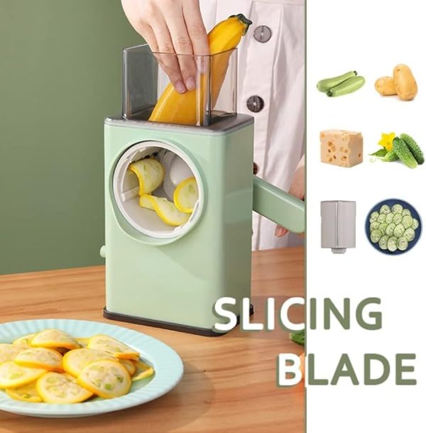 3-in-1 Manual Vegetable Cutter - Rotary Cheese Grater & Mandolin Slicer