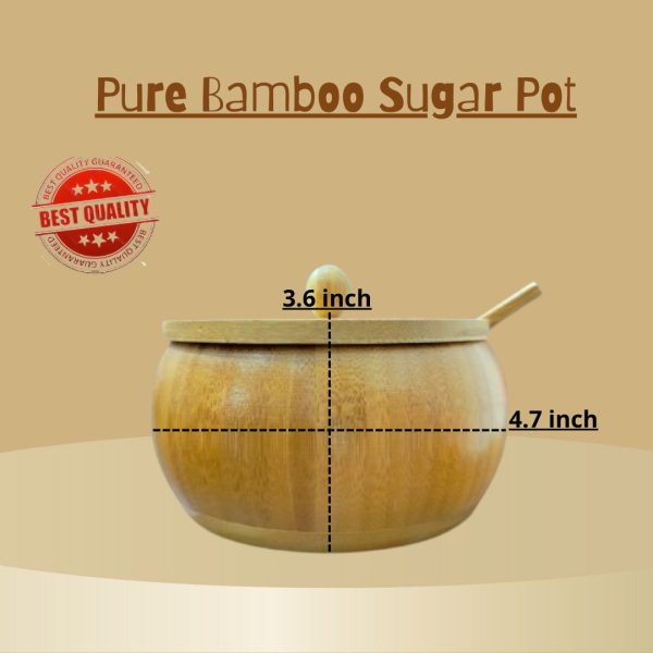 Pure Bamboo Sugar Pot Bowl - Tableware for Ingredients, Seasoning, Salt & Spice