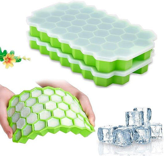 Silicone Ice Tray with Cap - Push Pop Out Round Mini Ice Cube Tray