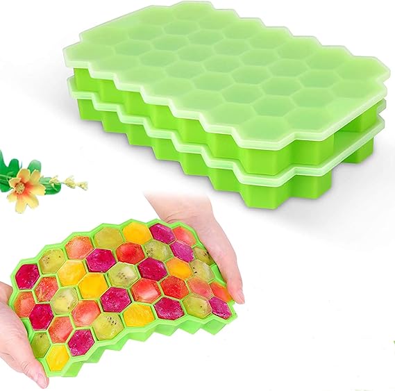 Silicone Ice Tray with Cap - Push Pop Out Round Mini Ice Cube Tray