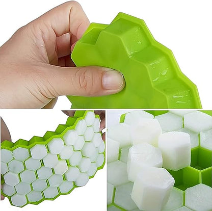 Silicone Ice Tray with Cap - Push Pop Out Round Mini Ice Cube Tray