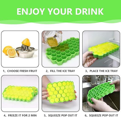 Silicone Ice Tray with Cap - Push Pop Out Round Mini Ice Cube Tray